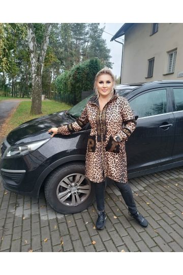 Dámská přechodová dlouhá bunda/kabát Kinsley s módním leopardím vzorem značky Paparazzi Fashion