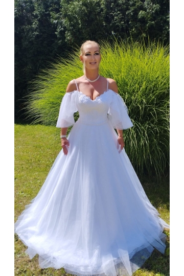 Dámské svatební dlouhé bílé šaty SAFFRON
