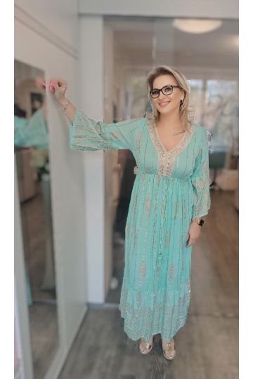 Dámské dlouhé zelené šaty Happy boho styl